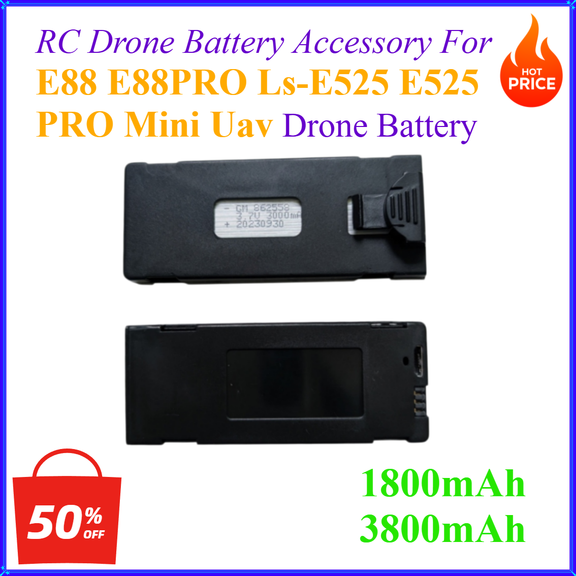 Rc Drone E88 - Аккумулятор 3.7V 1800mAh 3800mAh для радиоуправляемых